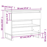 Schoenenkast 70x36x60 cm bewerkt hout betongrijs