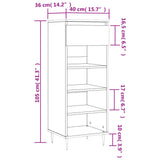 Schoenenkast 40x36x105 cm bewerkt hout hoogglans wit