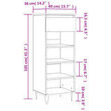 Schoenenkast 40x36x105 cm bewerkt hout wit