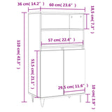 Hoge kast 60x36x110 cm bewerkt hout gerookt eikenkleurig