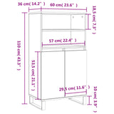 Hoge kast 60x36x110 cm bewerkt hout wit