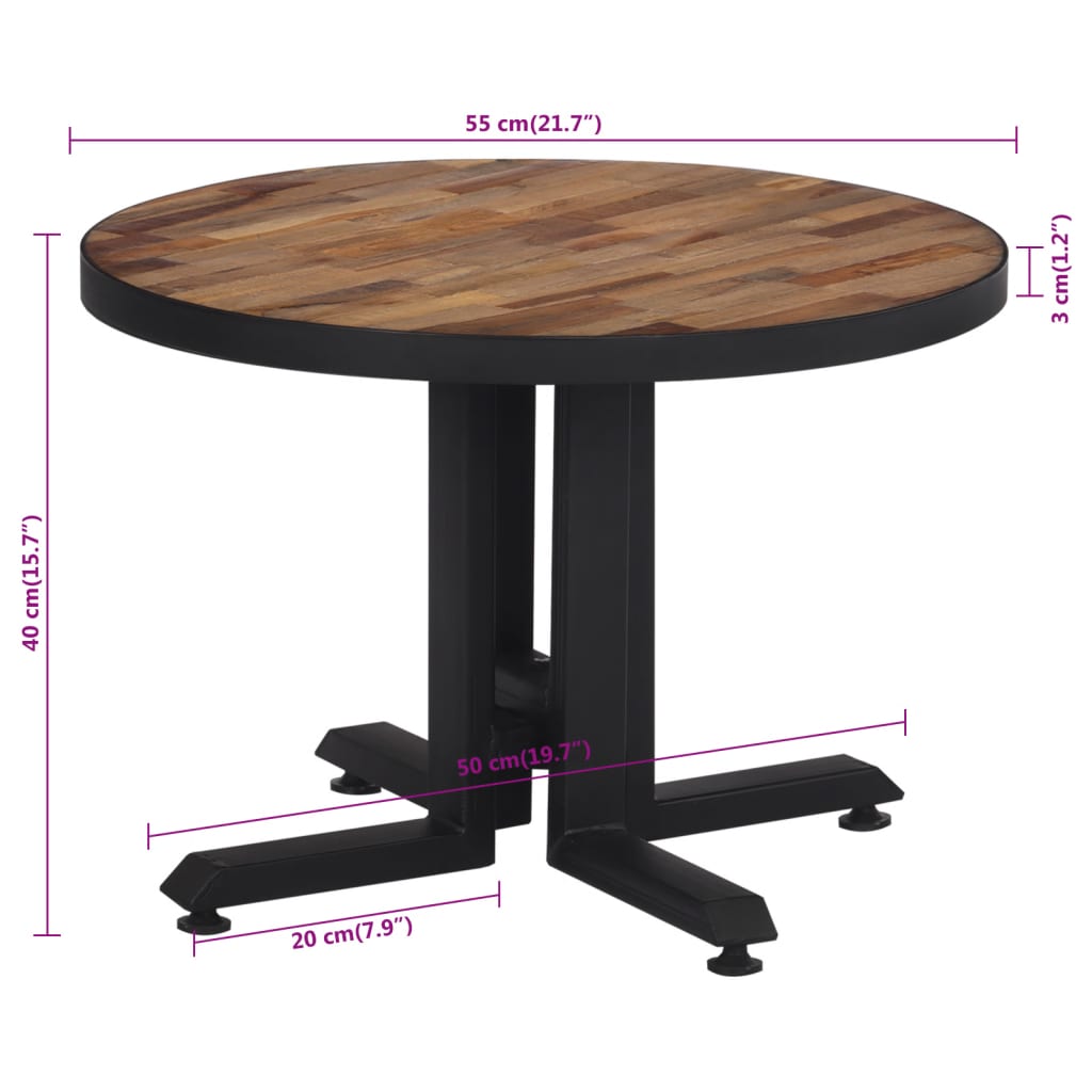 Salontafel rond Ø55x40 cm massief gerecycled teakhout - AllerleiShop