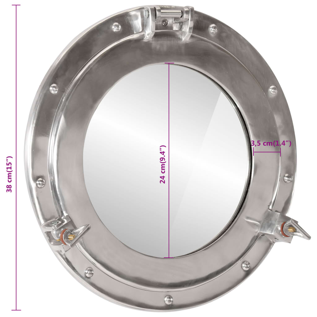 Wandspiegel patrijspoort Ø38 cm aluminium en glas - AllerleiShop