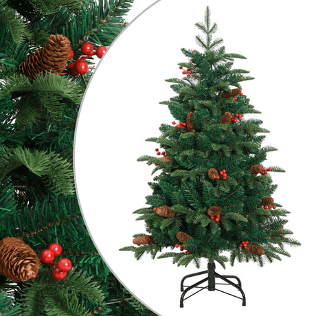 Kunstkerstboom met scharnieren dennenappels en bessen 120 cm - AllerleiShop