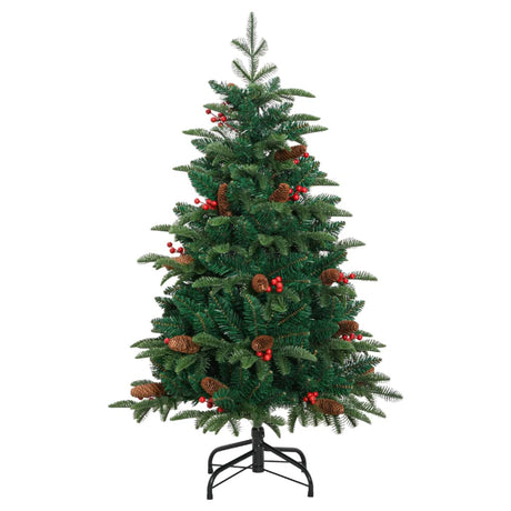 Kunstkerstboom met scharnieren dennenappels en bessen 120 cm - AllerleiShop