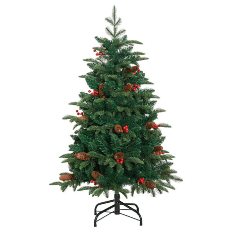 Kunstkerstboom met scharnieren dennenappels en bessen 150 cm - AllerleiShop