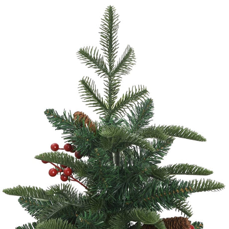 Kunstkerstboom met scharnieren dennenappels en bessen 150 cm - AllerleiShop