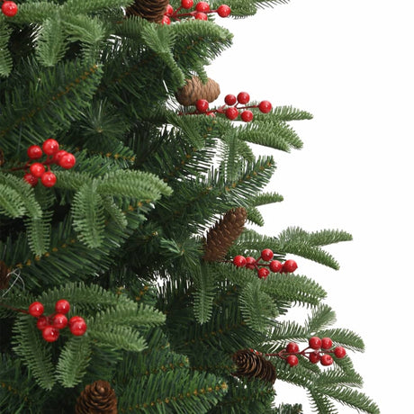 Kunstkerstboom met scharnieren dennenappels en bessen 210 cm - AllerleiShop