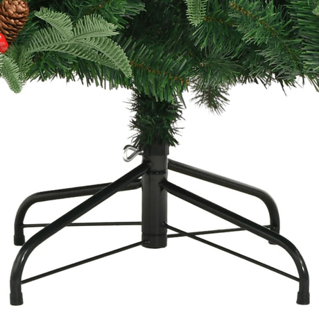 Kunstkerstboom met scharnieren dennenappels en bessen 210 cm - AllerleiShop