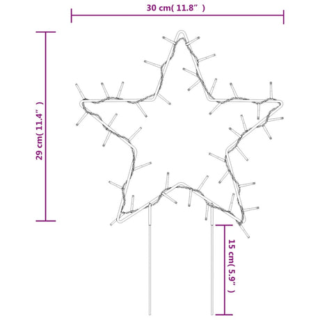 Kerstverlichting ster 3 st met grondpinnen 50 LED's 29 cm - AllerleiShop