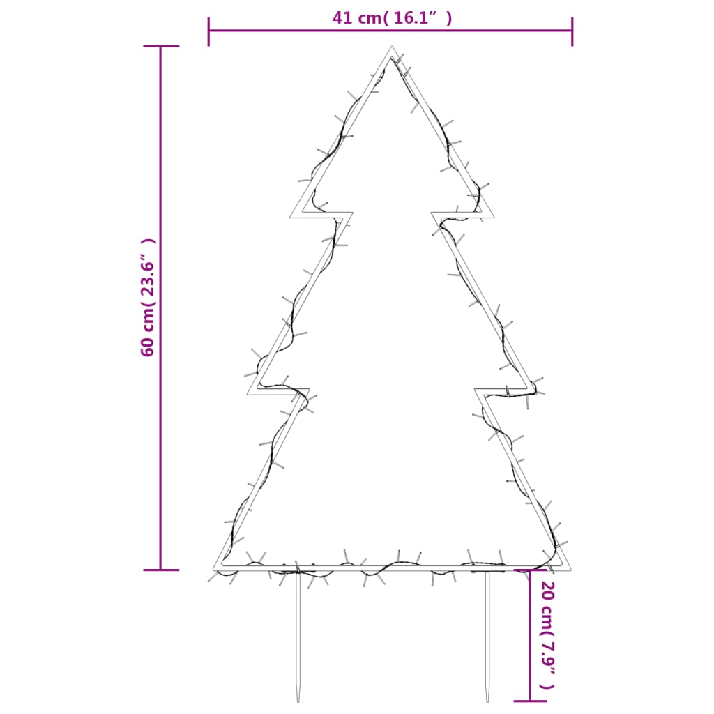 Kerstverlichting kerstboom met grondpinnen 80 LED's 60 cm - AllerleiShop