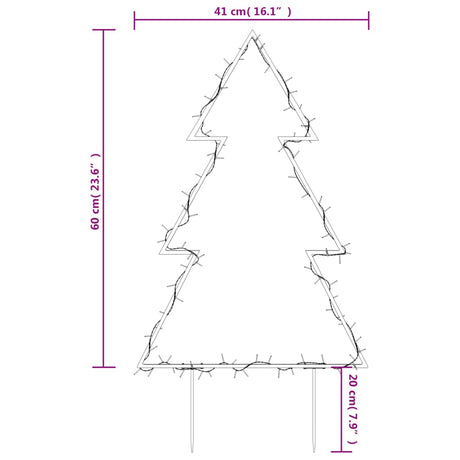 Kerstverlichting kerstboom met grondpinnen 80 LED's 60 cm - AllerleiShop