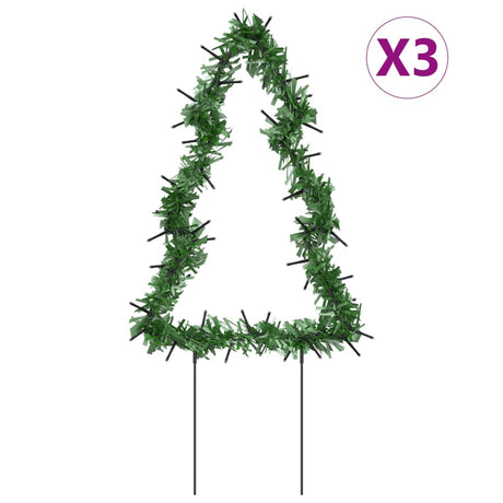 Kerstverlichting kerstboom 3 st met grondpinnen 50 LED's 30 cm - AllerleiShop