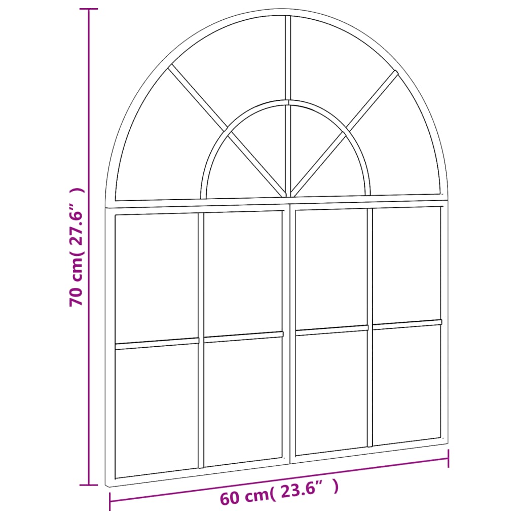 Wandspiegel boog 60x70 cm ijzer zwart - AllerleiShop