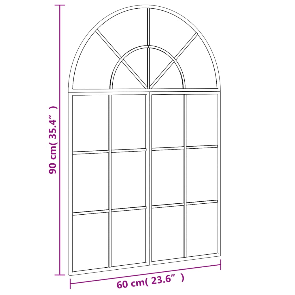 Wandspiegel boog 60x90 cm ijzer zwart - AllerleiShop