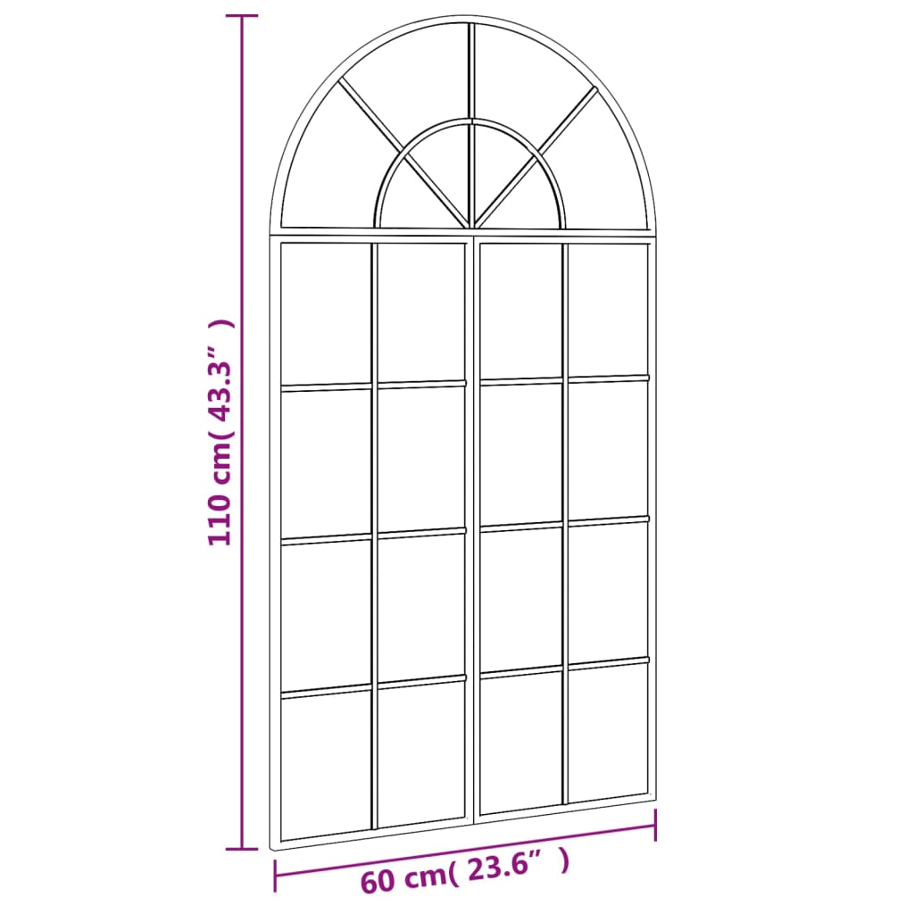 Wandspiegel boog 60x110 cm ijzer zwart - AllerleiShop