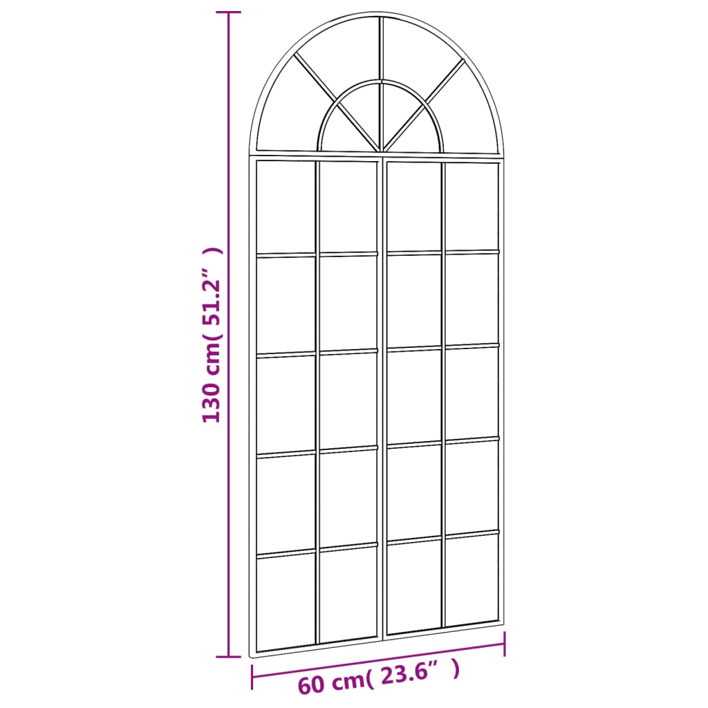 Wandspiegel boog 60x130 cm ijzer zwart - AllerleiShop