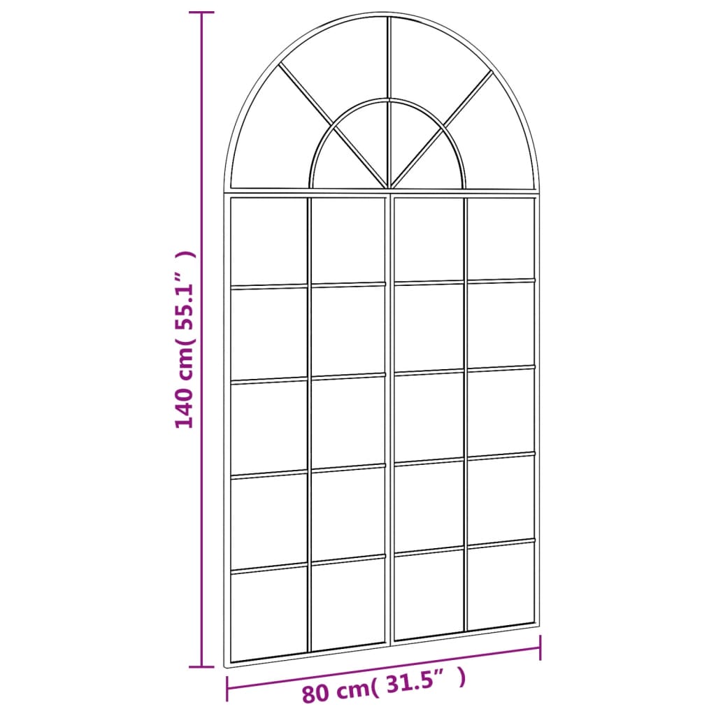 Wandspiegel boog 80x140 cm ijzer zwart - AllerleiShop