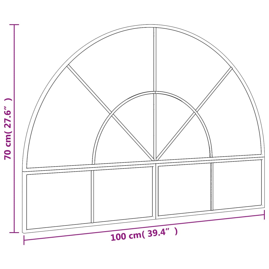 Wandspiegel boog 100x70 cm ijzer zwart - AllerleiShop