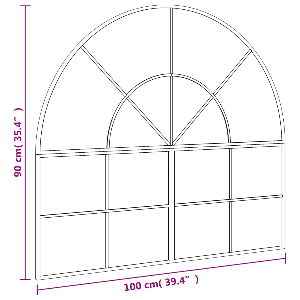 Wandspiegel boog 100x90 cm ijzer zwart - AllerleiShop