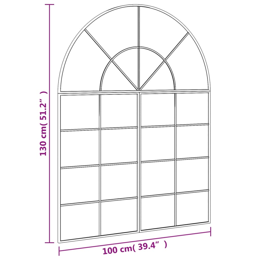 Wandspiegel boog 100x130 cm ijzer zwart - AllerleiShop