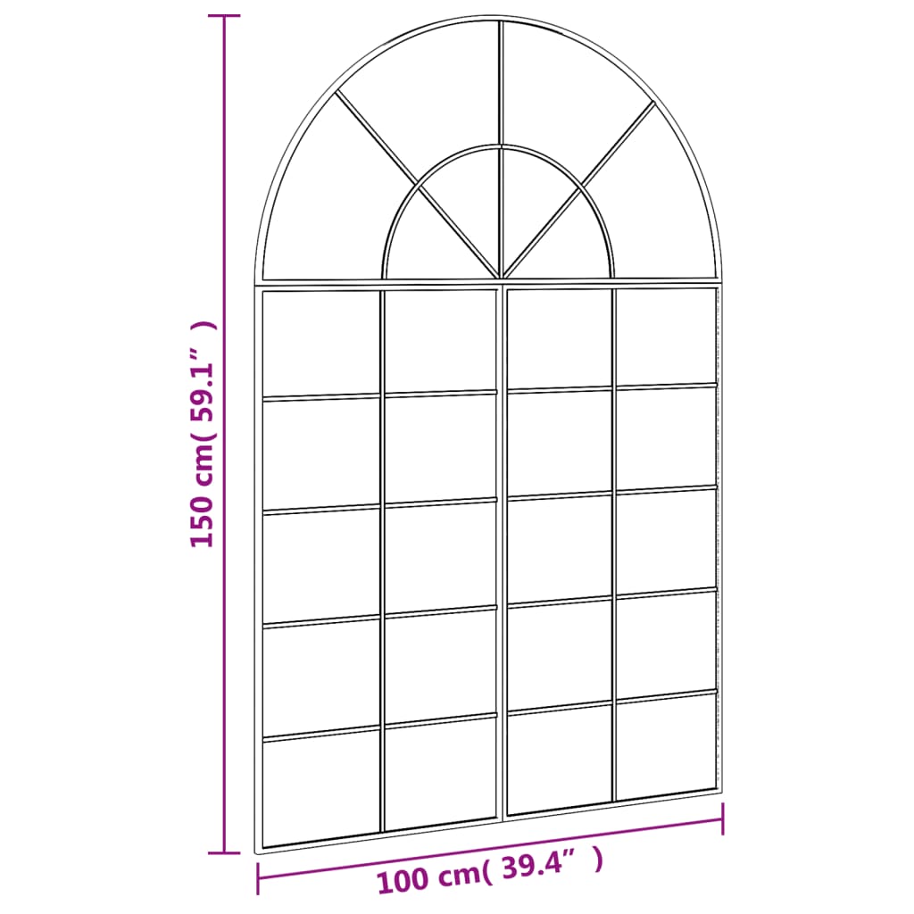 Wandspiegel boog 100x150 cm ijzer zwart - AllerleiShop