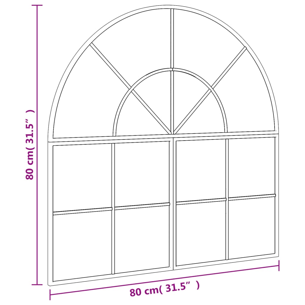 Wandspiegel boog 80x80 cm ijzer zwart - AllerleiShop