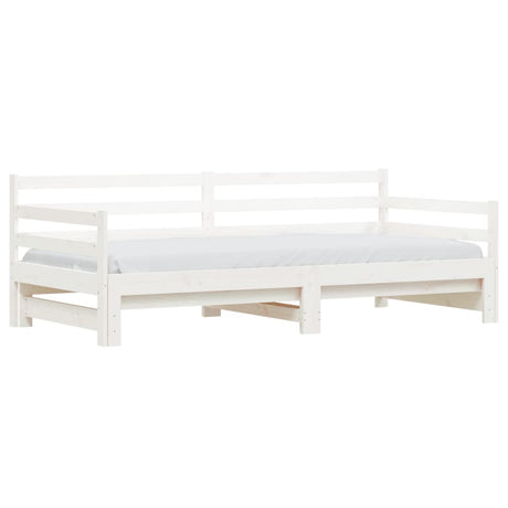 Slaapbank met onderschuifbed 90x200 cm massief grenenhout wit