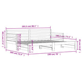 Slaapbank met onderschuifbed 90x200 cm massief grenenhout zwart