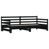 Slaapbank met onderschuifbed 80x200 cm massief grenenhout zwart