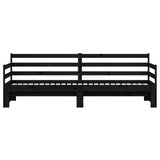 Slaapbank met onderschuifbed 80x200 cm massief grenenhout zwart