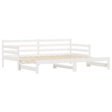 Slaapbank met onderschuifbed 90x190 cm massief grenenhout wit