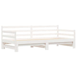 Slaapbank met onderschuifbed 90x190 cm massief grenenhout wit