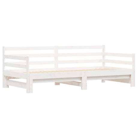 Slaapbank met onderschuifbed 90x190 cm massief grenenhout wit