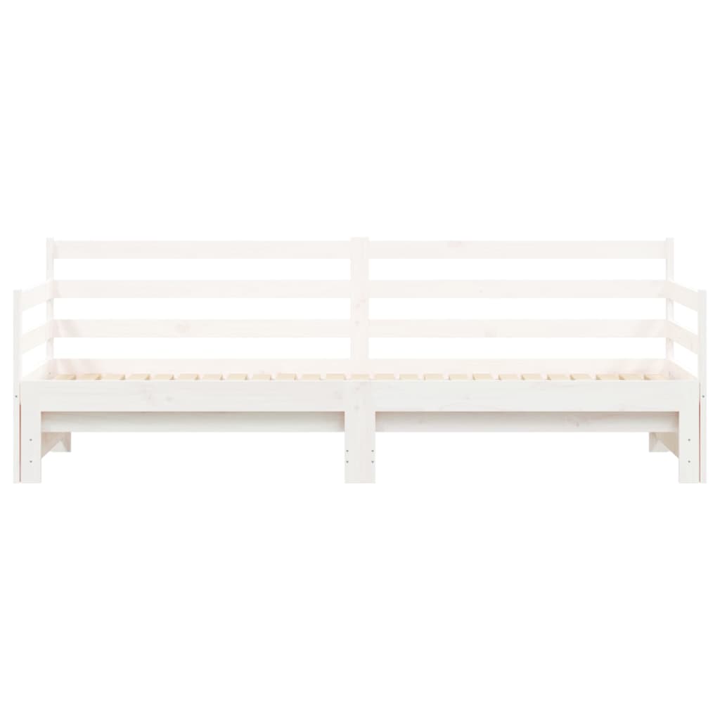 Slaapbank met onderschuifbed 90x190 cm massief grenenhout wit