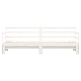 Slaapbank met onderschuifbed 90x190 cm massief grenenhout wit