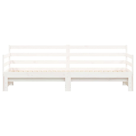 Slaapbank met onderschuifbed 90x190 cm massief grenenhout wit