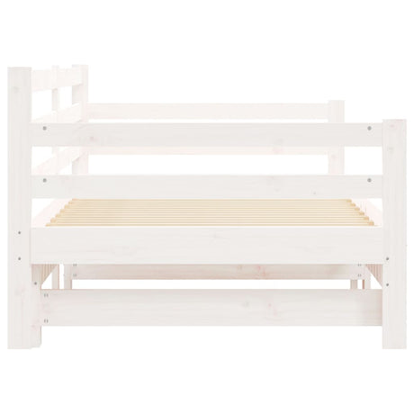 Slaapbank met onderschuifbed 90x190 cm massief grenenhout wit