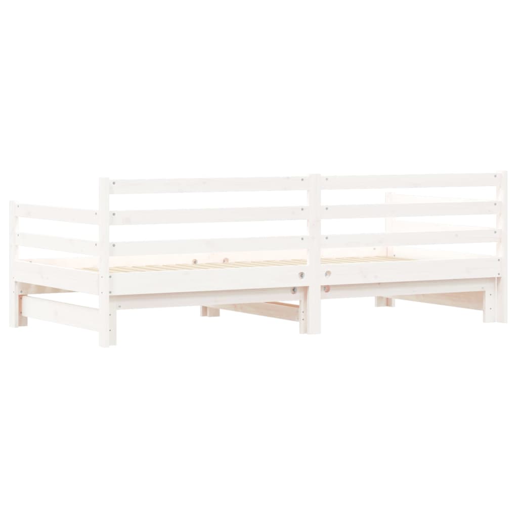 Slaapbank met onderschuifbed 90x190 cm massief grenenhout wit