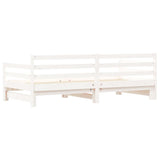 Slaapbank met onderschuifbed 90x190 cm massief grenenhout wit