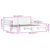 Slaapbank met onderschuifbed 90x190 cm massief grenenhout wit