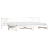 Slaapbank met onderschuifbed 90x200 cm massief grenenhout wit
