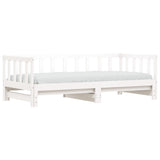 Slaapbank met onderschuifbed 90x200 cm massief grenenhout wit