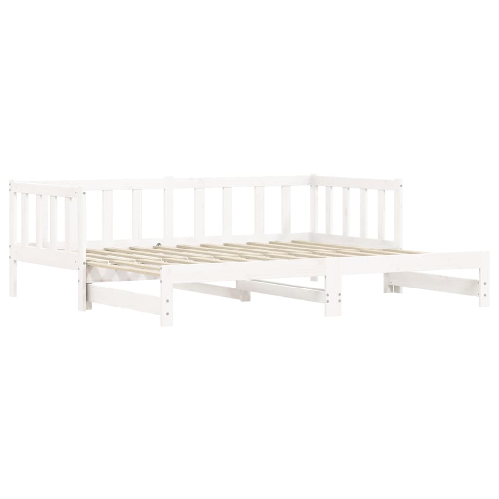Slaapbank met onderschuifbed 90x200 cm massief grenenhout wit