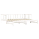 Slaapbank met onderschuifbed 90x200 cm massief grenenhout wit