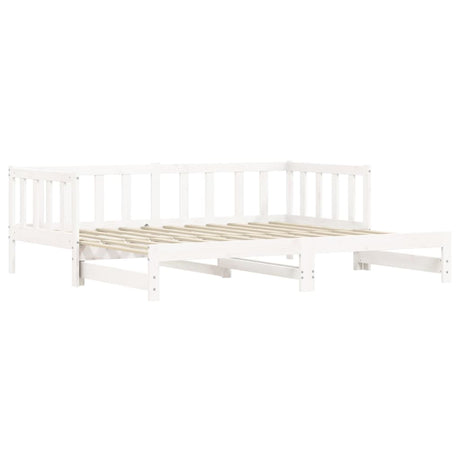 Slaapbank met onderschuifbed 90x200 cm massief grenenhout wit
