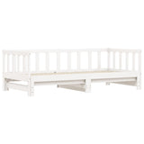 Slaapbank met onderschuifbed 90x200 cm massief grenenhout wit
