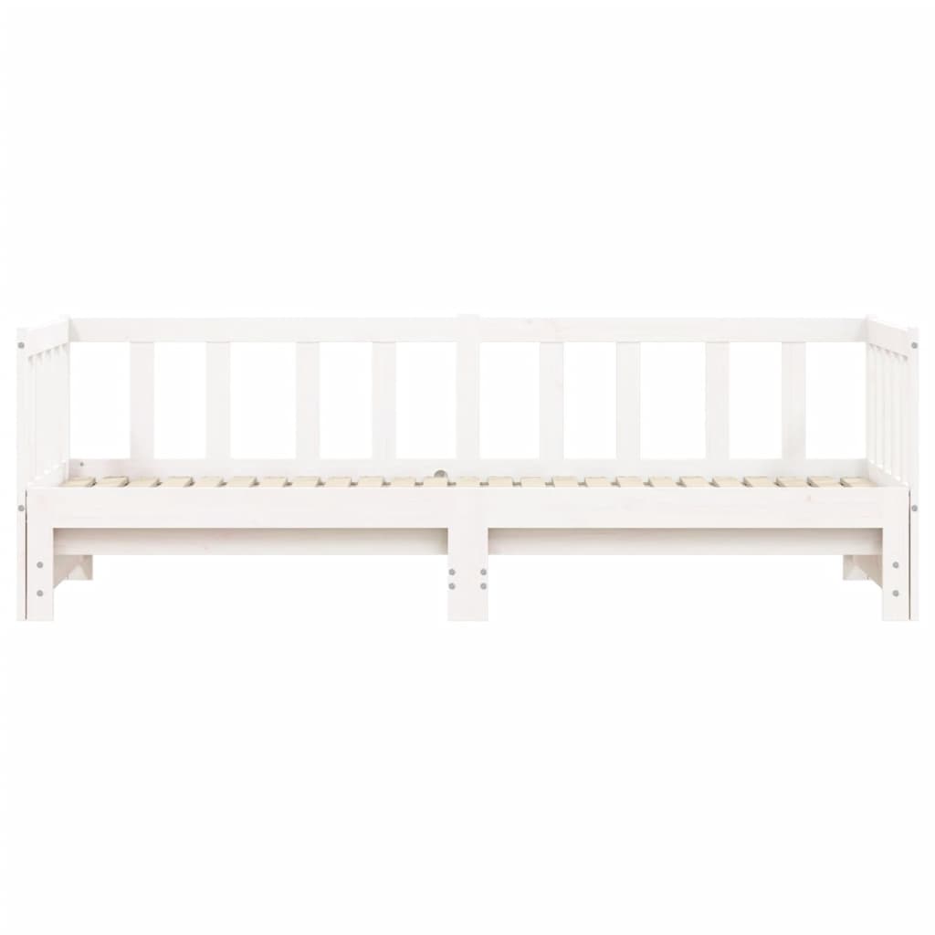 Slaapbank met onderschuifbed 90x200 cm massief grenenhout wit