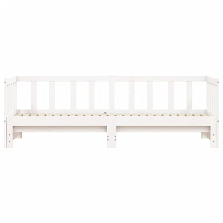 Slaapbank met onderschuifbed 90x200 cm massief grenenhout wit