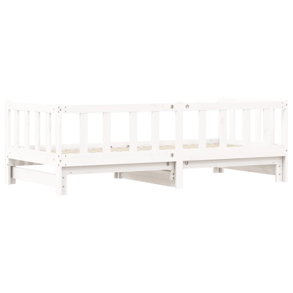 Slaapbank met onderschuifbed 90x200 cm massief grenenhout wit